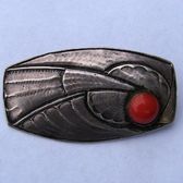 Amsterdamse School Broche Brooch silver & red coral design Fons Reggers
