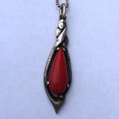 Fons Reggers Amsterdamse School hanger silver pendant with red coral, ca 1930